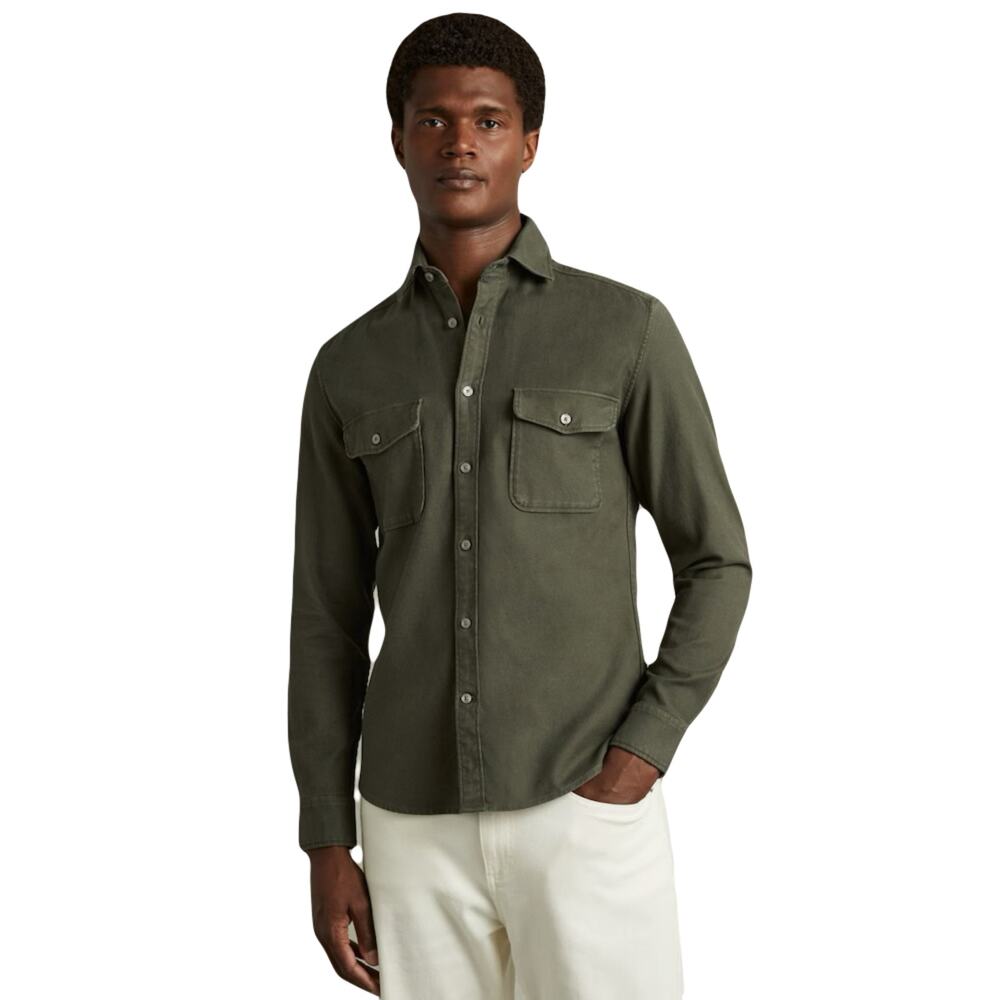 Nwot REISS Shirt Shacket Overshirt Mens XL Green Cotton Button-Down “Caparzo”
